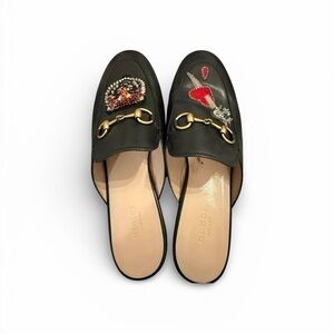 Gucci Women's Black Embroidered Mules